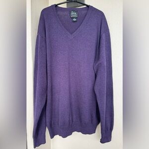 JOS. A. BANK Traveler Mens Sweater Purple 100% Pima Cotton V-Neck Long Sleeve XL